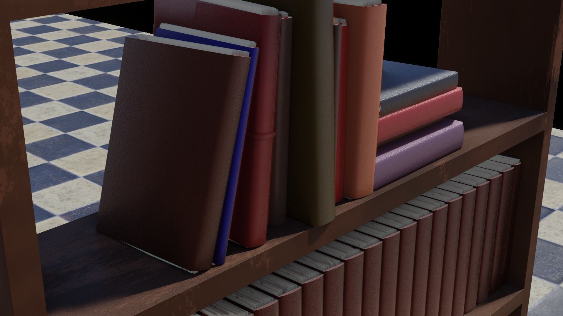 Simple Old Style Book Shelf  Free low-poly 3D model_1