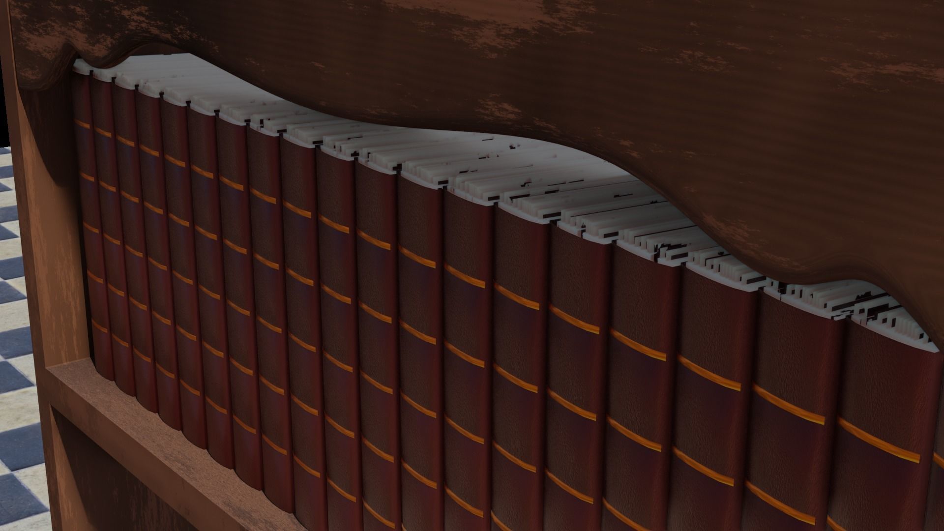 Simple Old Style Book Shelf  Free low-poly 3D model_2