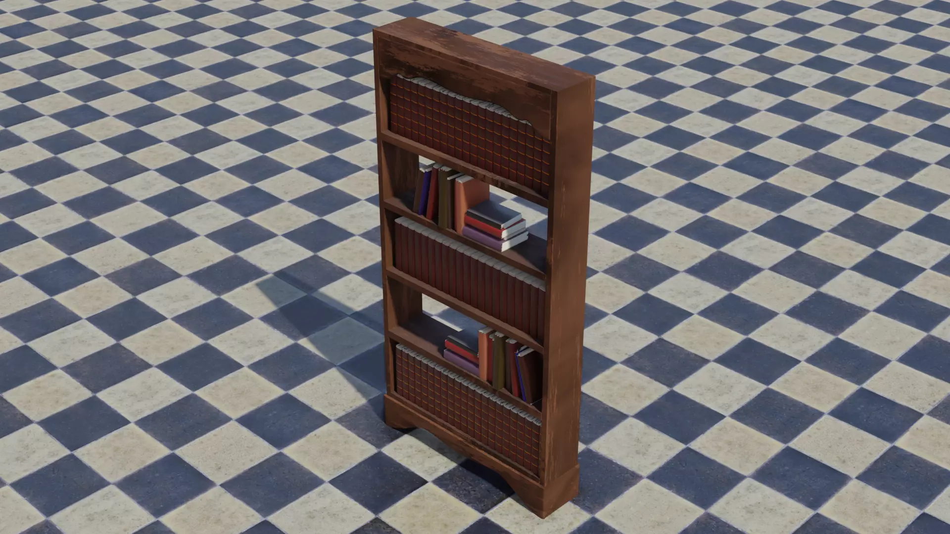 Simple Old Style Book Shelf  Free low-poly 3D model_0