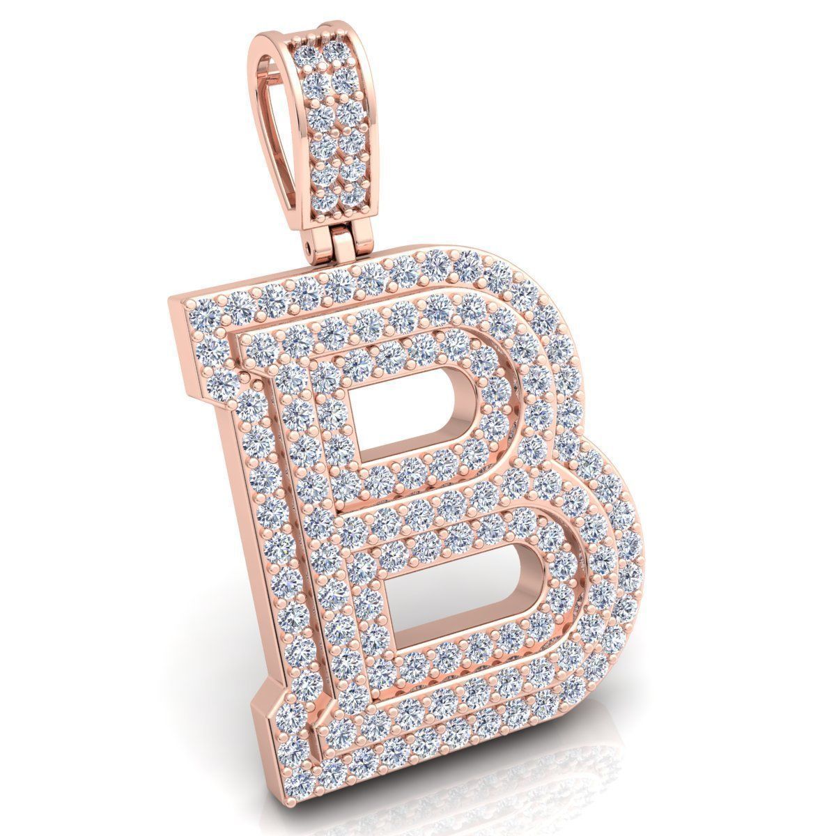 Alphabet Latter B Diamond Pendent 3d Model Print  3D print model_1