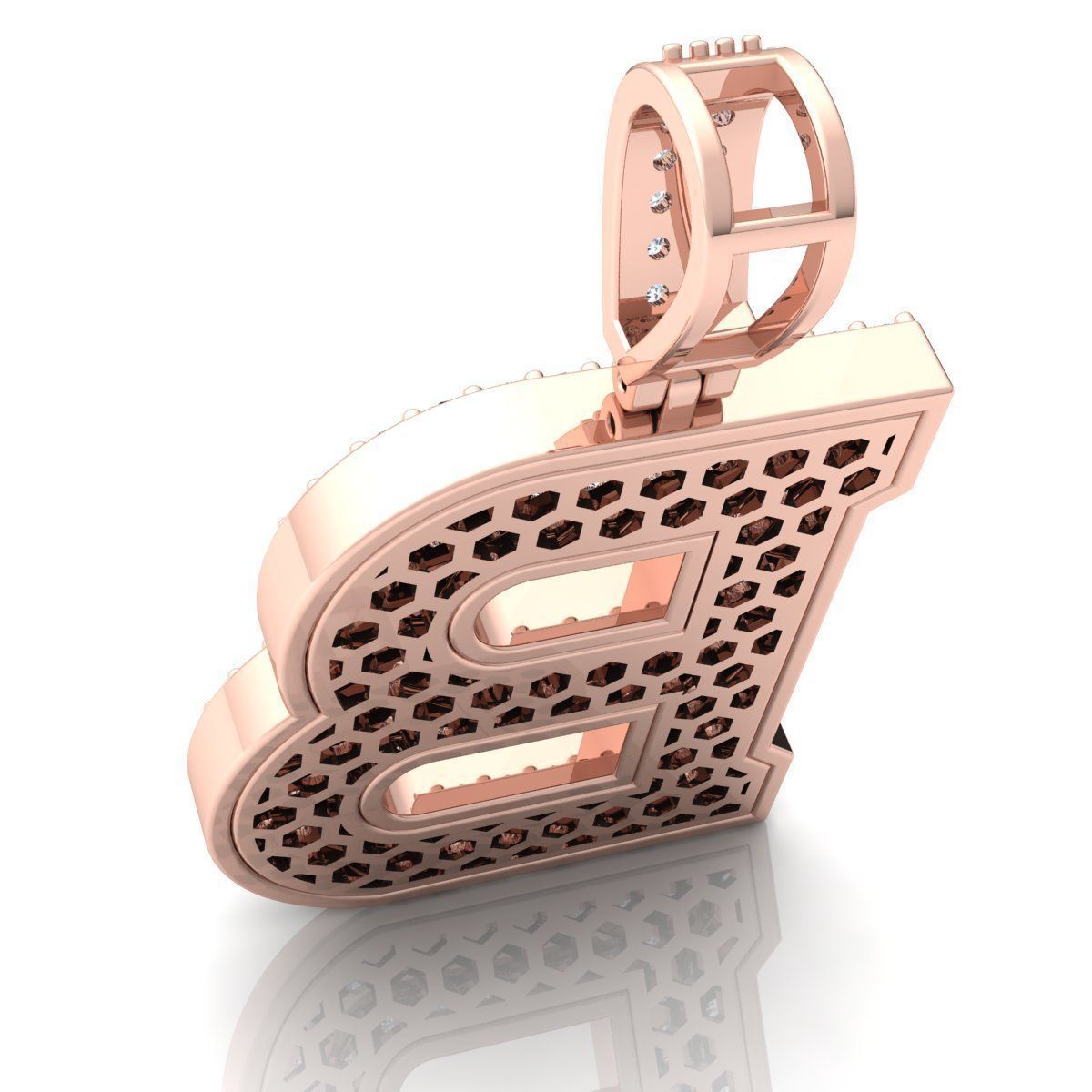 Alphabet Latter B Diamond Pendent 3d Model Print  3D print model_8