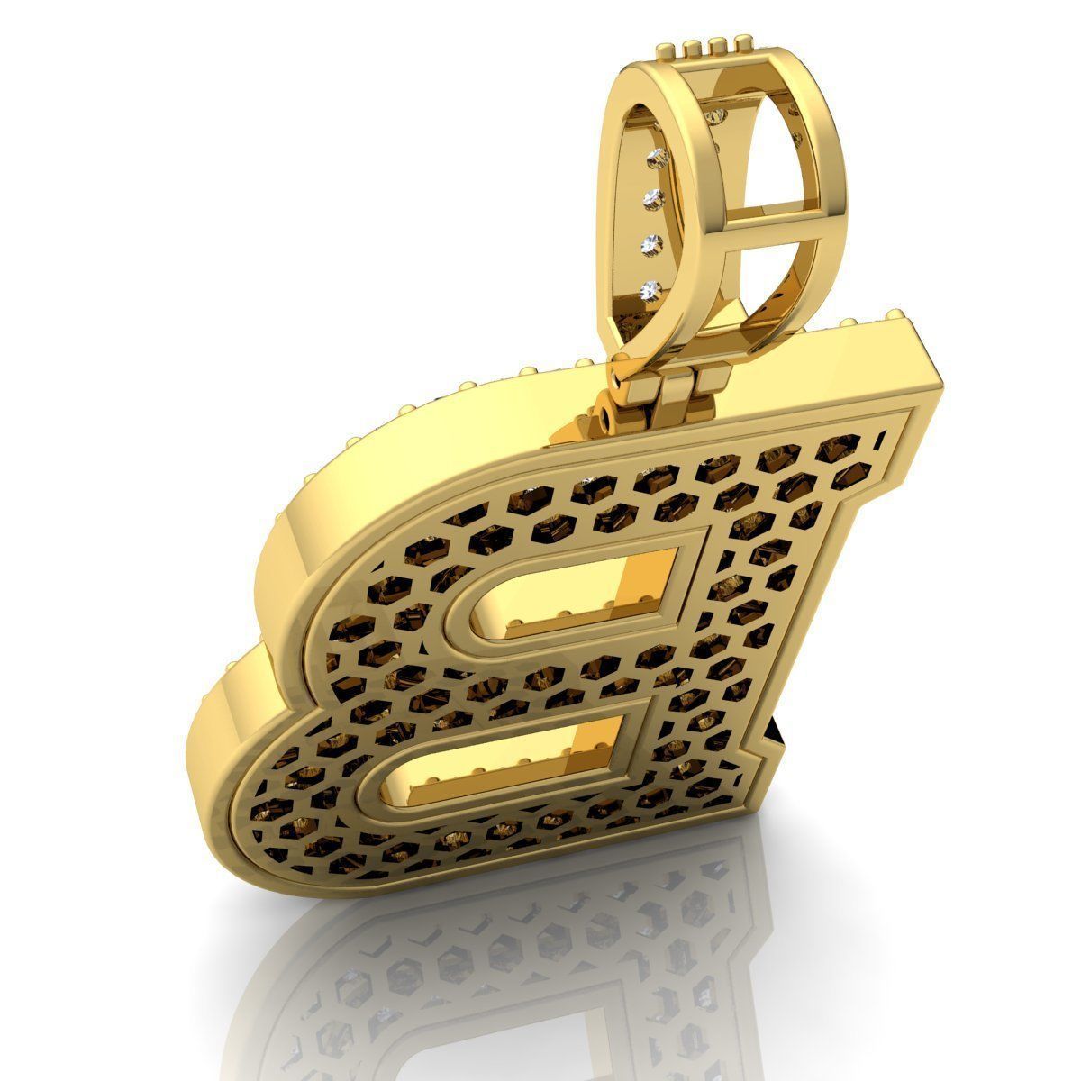 Alphabet Latter B Diamond Pendent 3d Model Print  3D print model_7