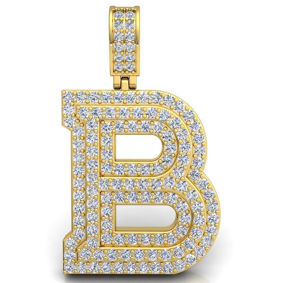 Alphabet Latter B Diamond Pendent 3d Model Print  3D print model_4