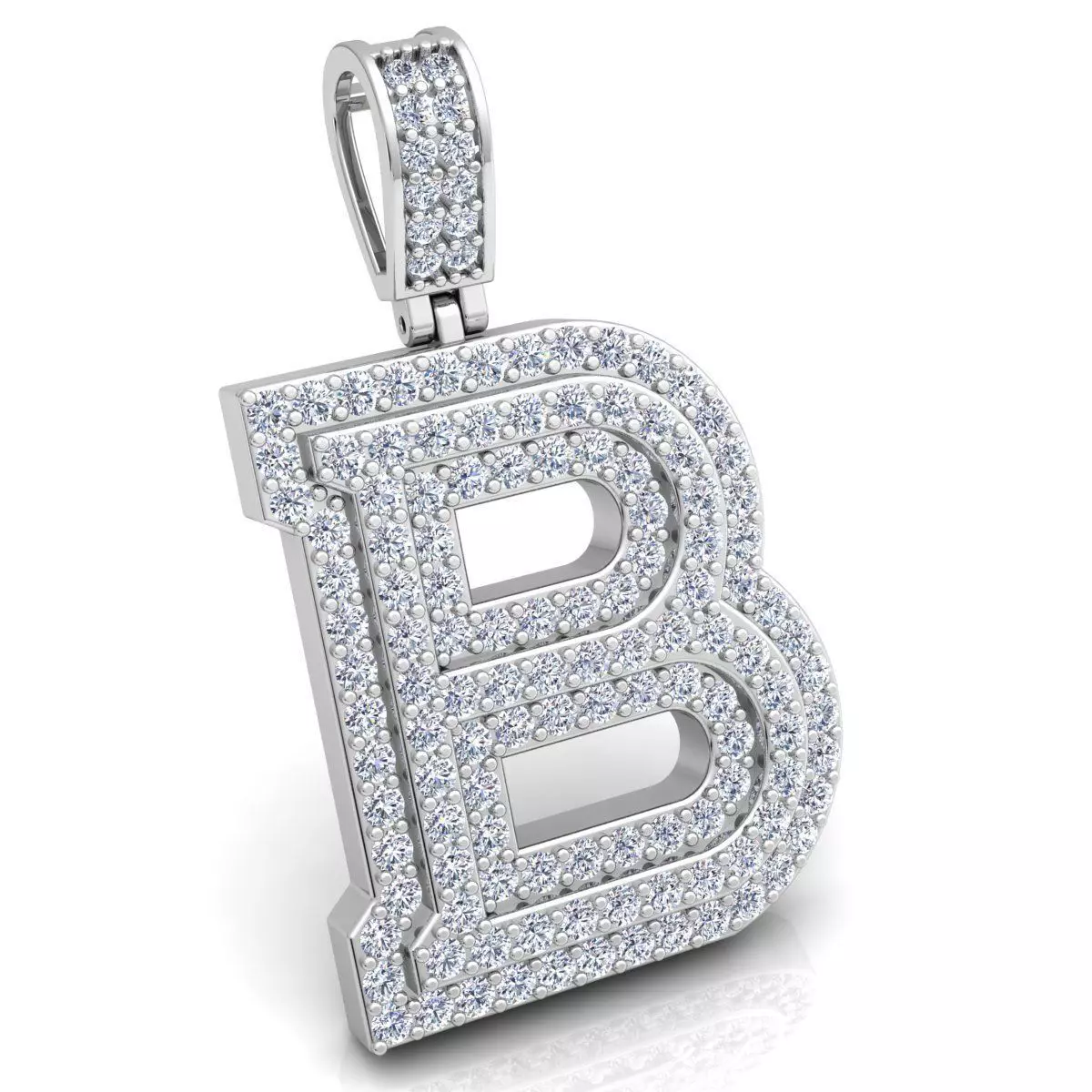 Alphabet Latter B Diamond Pendent 3d Model Print  3D print model_0