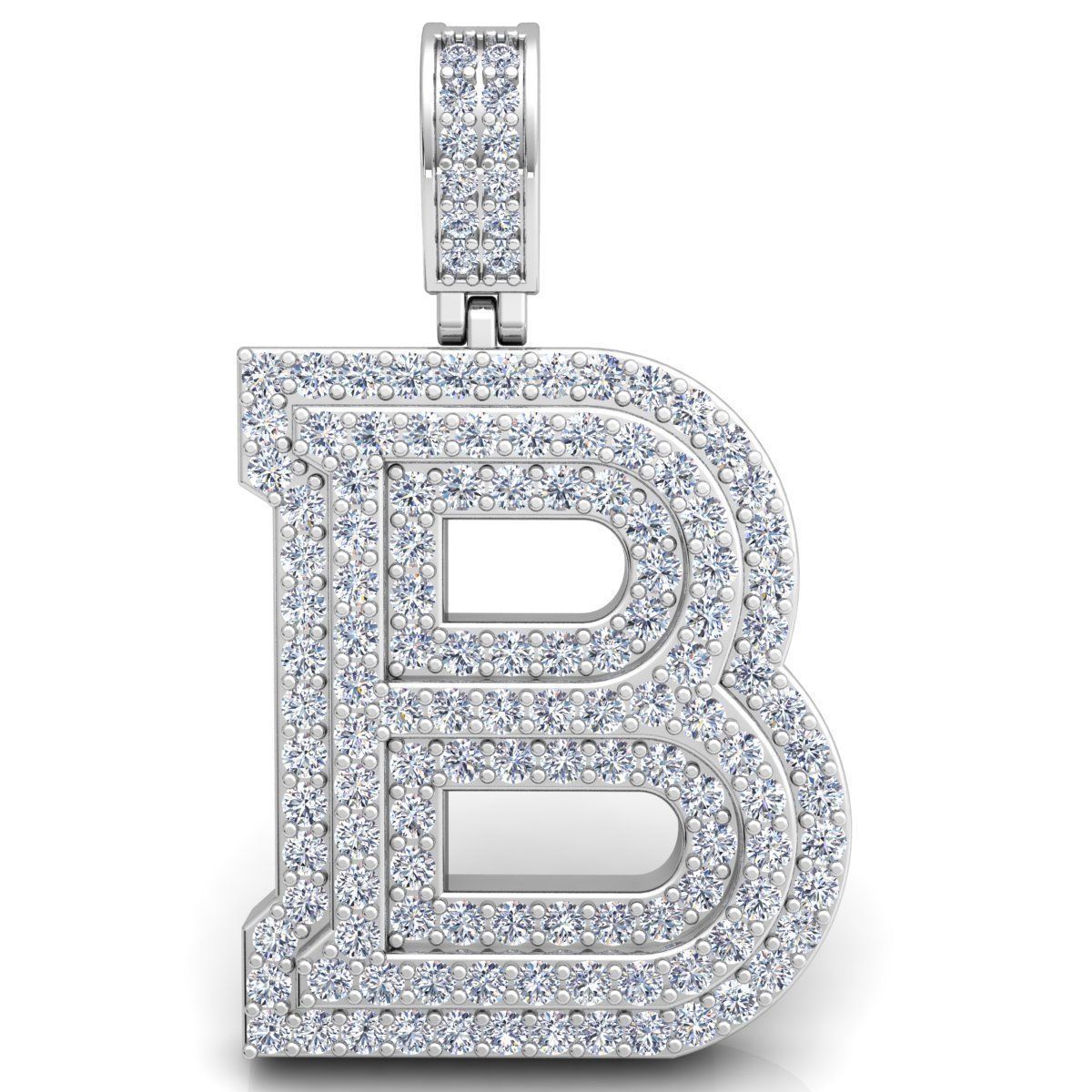 Alphabet Latter B Diamond Pendent 3d Model Print  3D print model_6