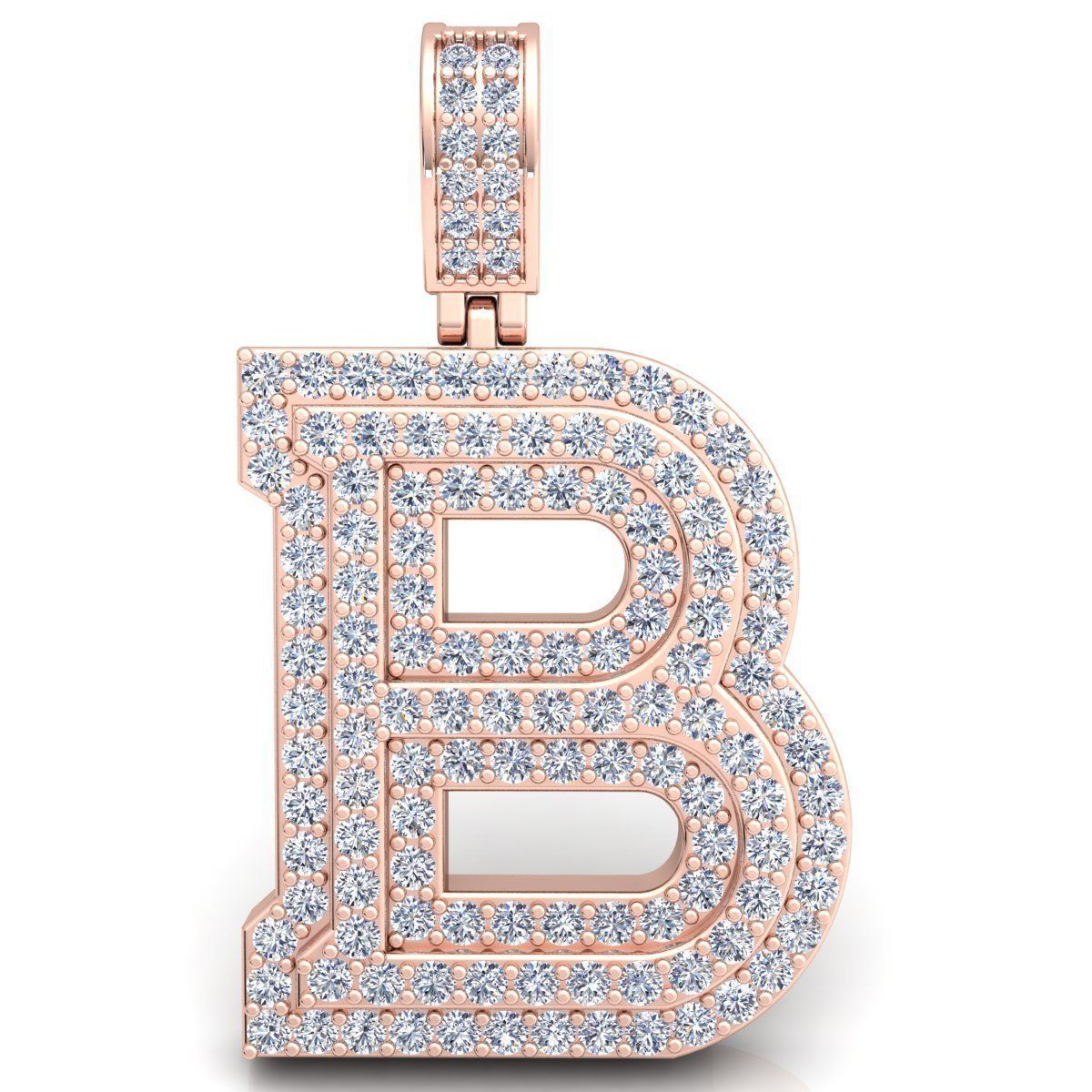Alphabet Latter B Diamond Pendent 3d Model Print  3D print model_5