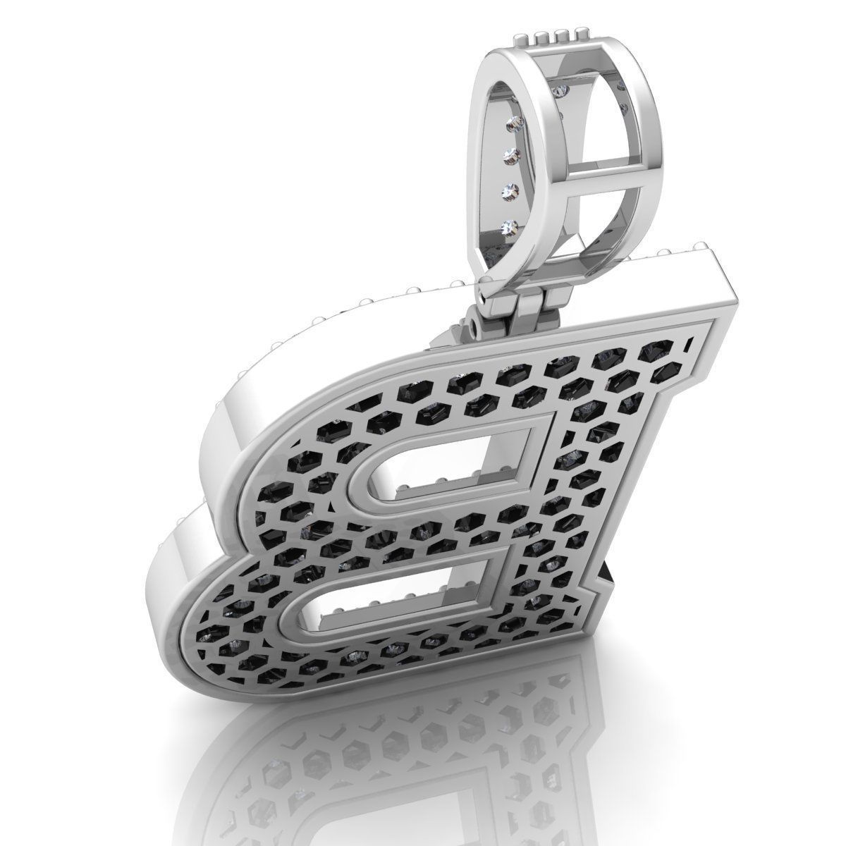 Alphabet Latter B Diamond Pendent 3d Model Print  3D print model_9