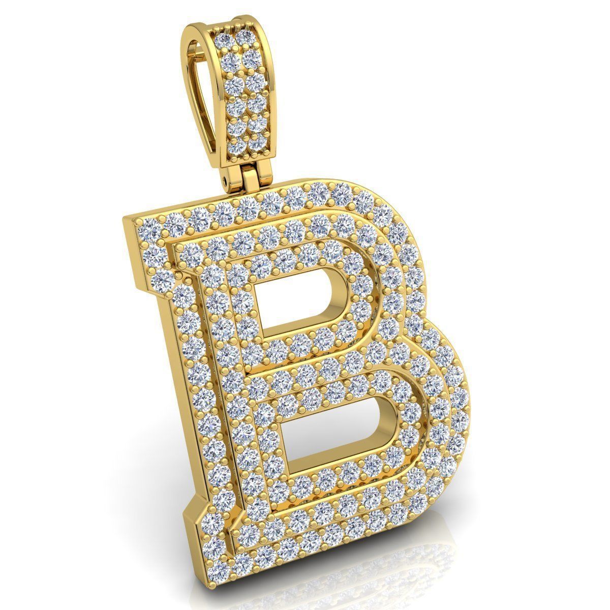 Alphabet Latter B Diamond Pendent 3d Model Print  3D print model_3