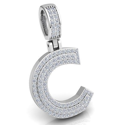 Alphabet Latter C Diamond Pendent 3d Model print 3D print model 3D print model