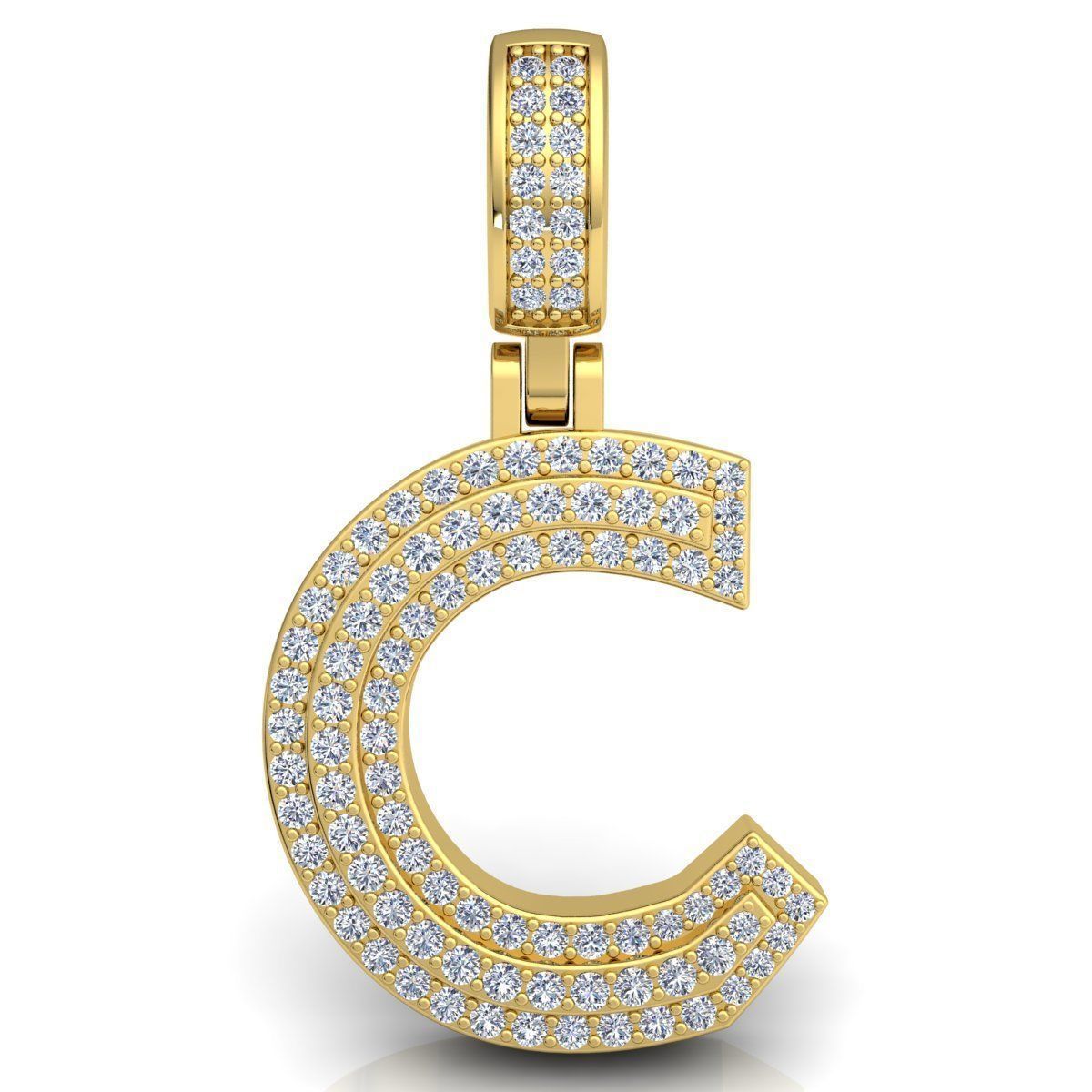 Alphabet Latter C Diamond Pendent 3d Model print 3D print model 3D print model_2