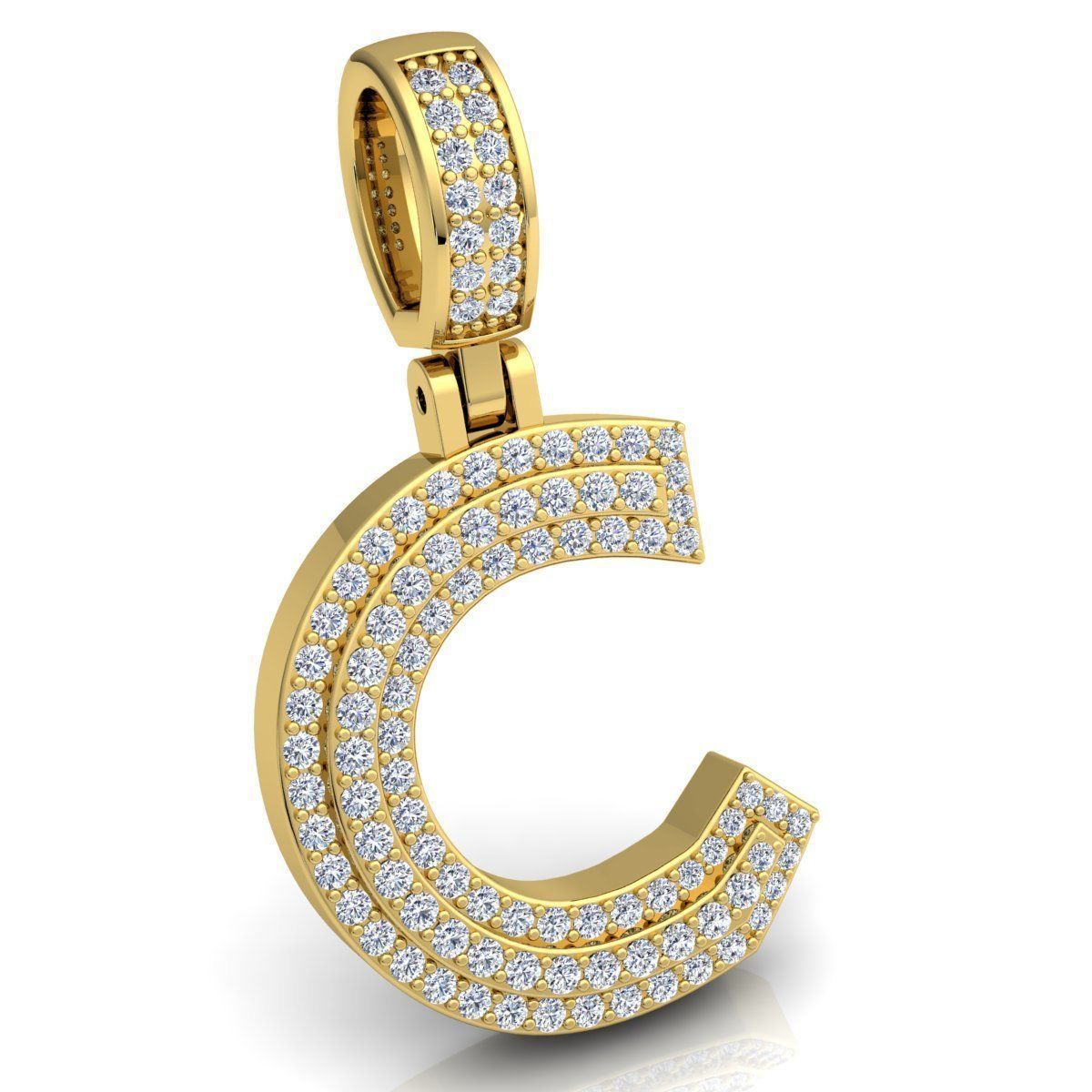 Alphabet Latter C Diamond Pendent 3d Model print 3D print model 3D print model_5
