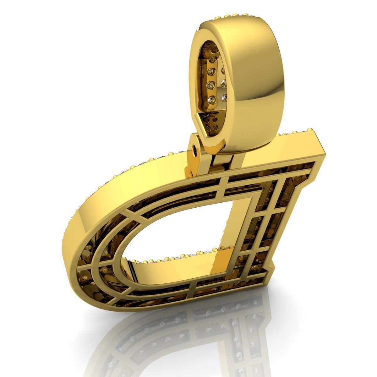 Alphabet Latter D Diamond Pendent 3d Model print 3D print model_6