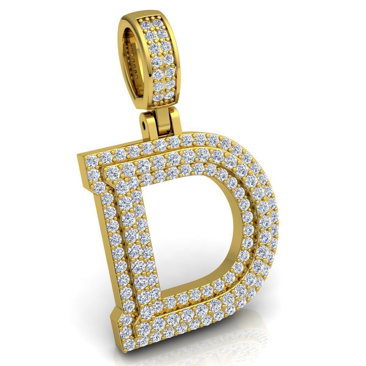 Alphabet Latter D Diamond Pendent 3d Model print 3D print model_5