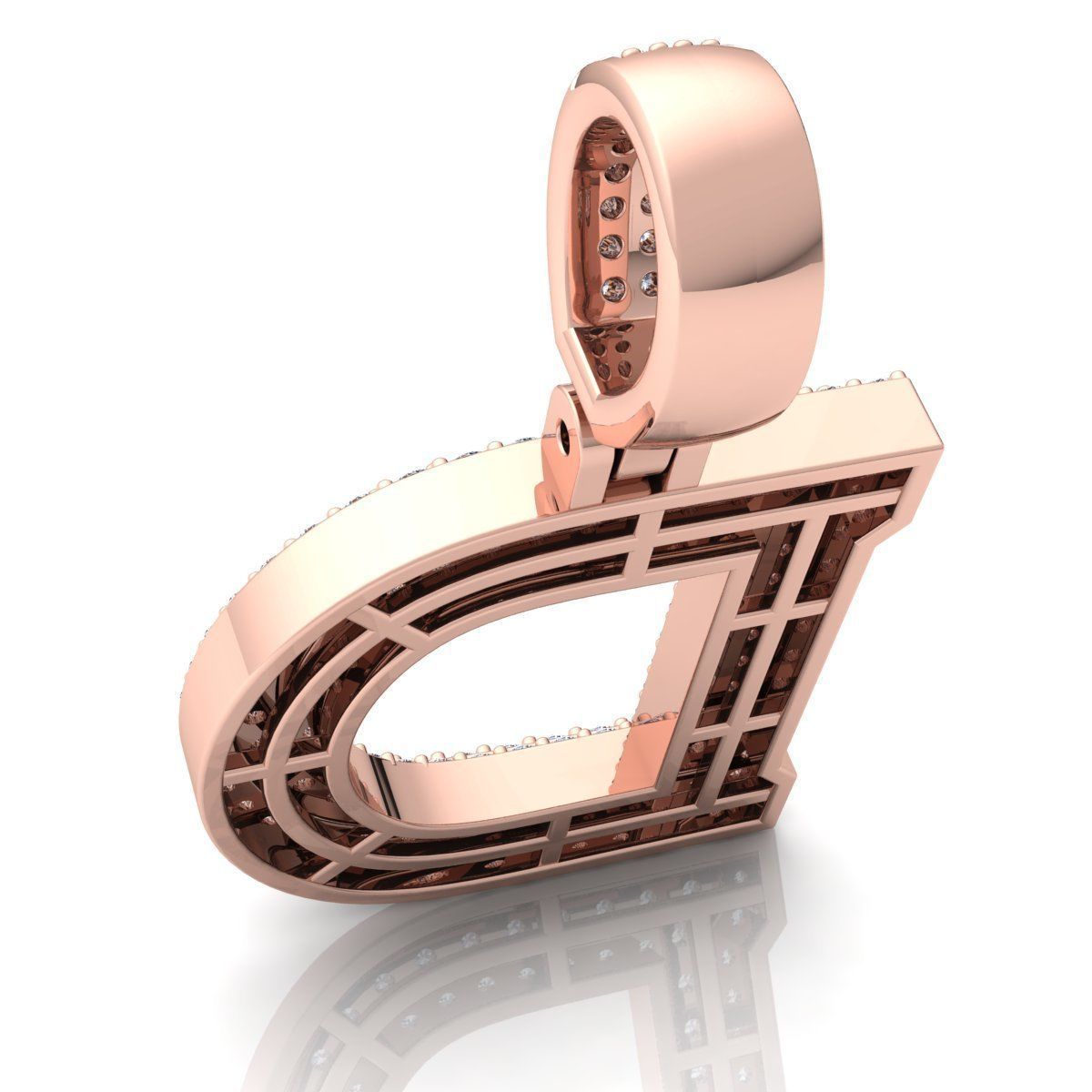 Alphabet Latter D Diamond Pendent 3d Model print 3D print model_7