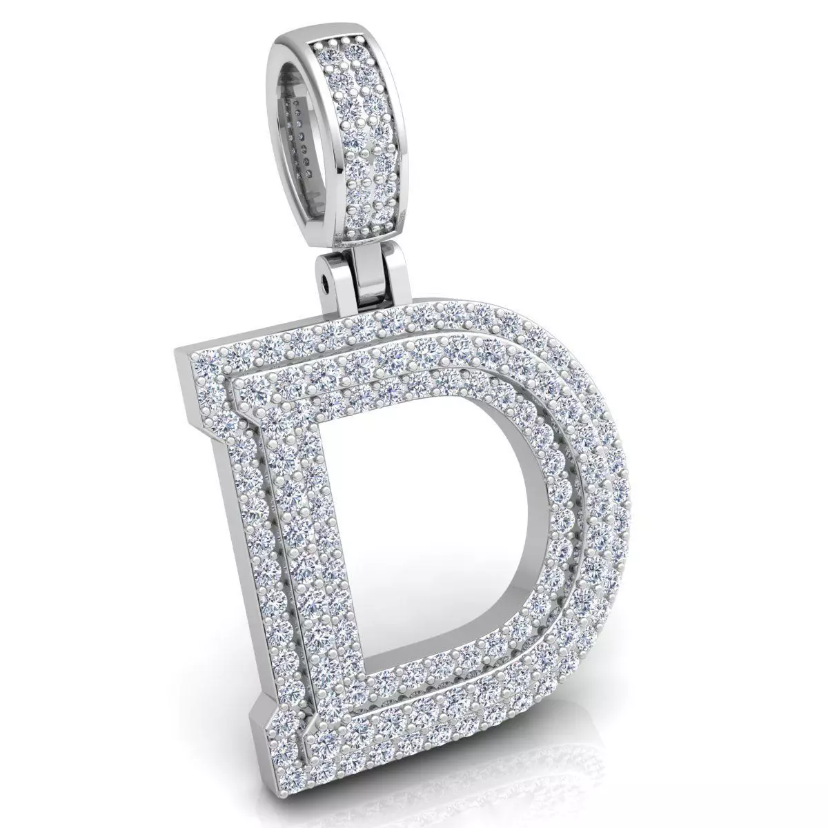 Alphabet Latter D Diamond Pendent 3d Model print 3D print model_0