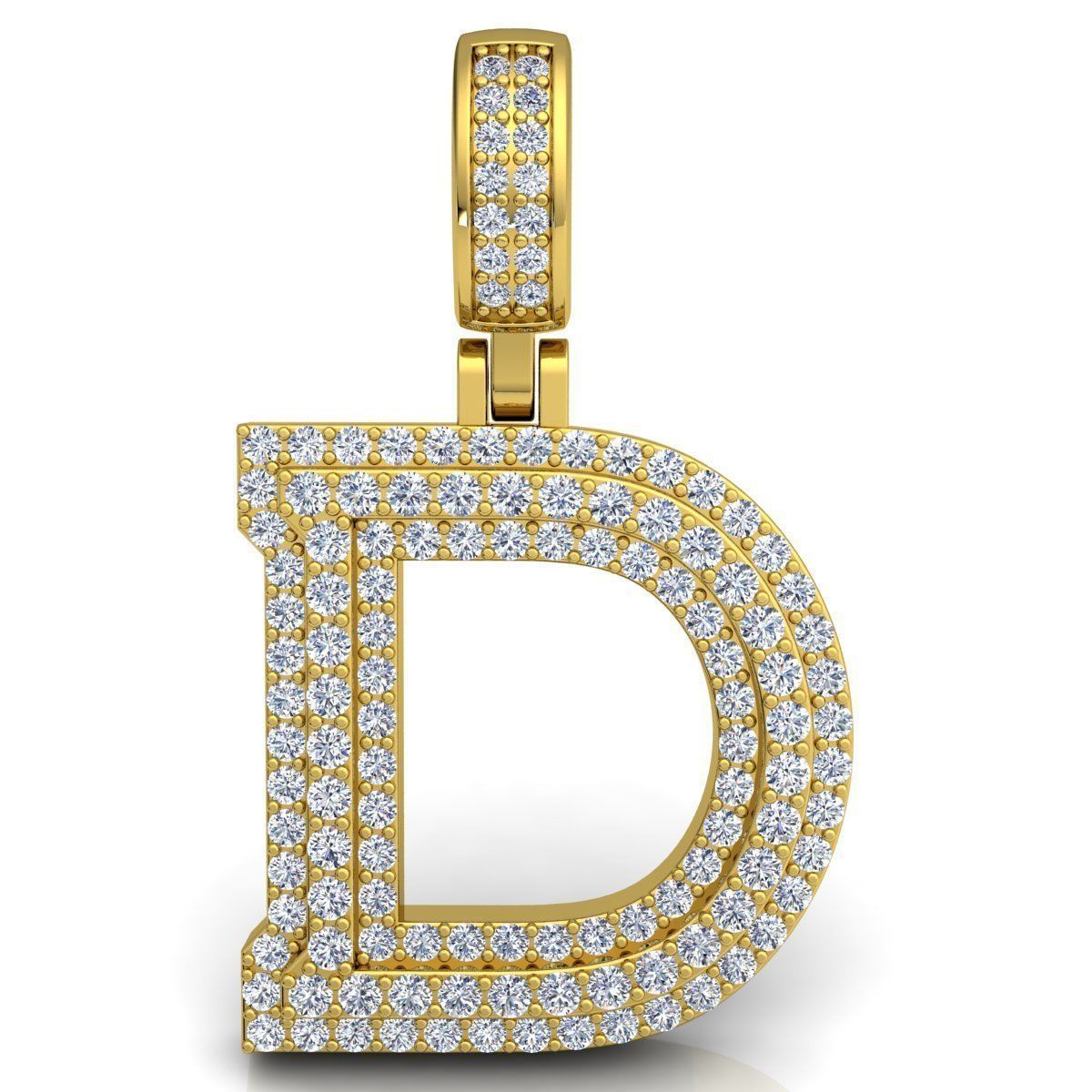 Alphabet Latter D Diamond Pendent 3d Model print 3D print model_2