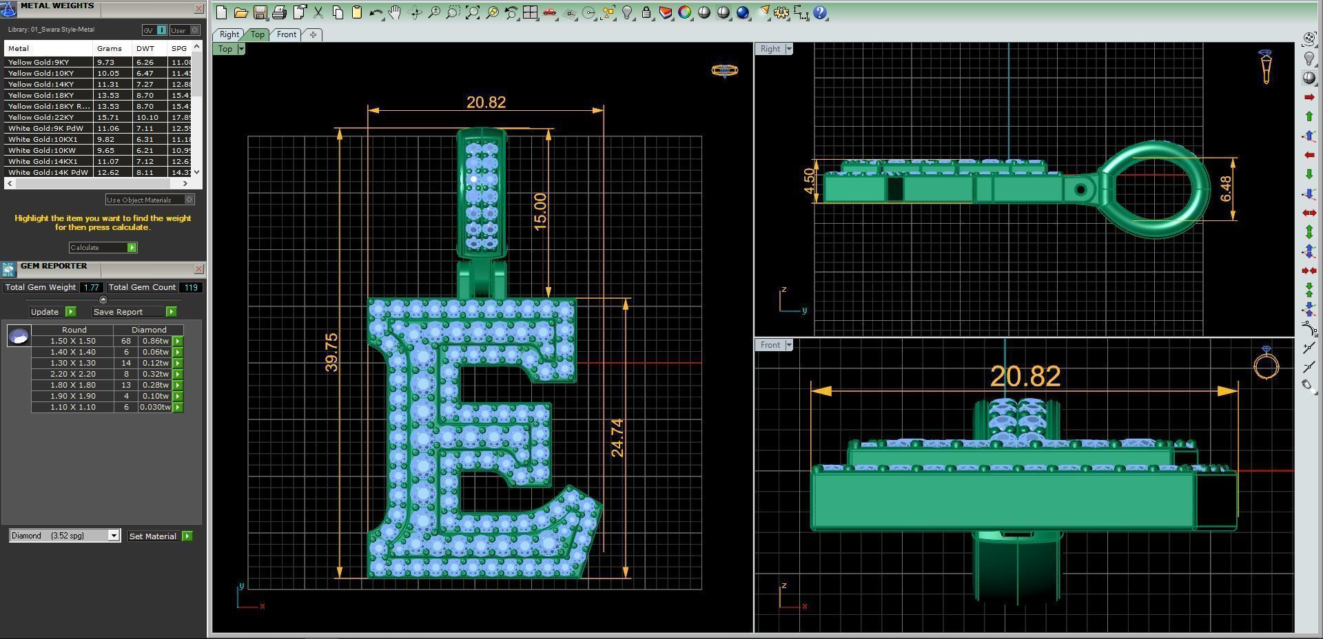Alphabet Latter E Diamond Pendent 3d Model print 3D print model_9