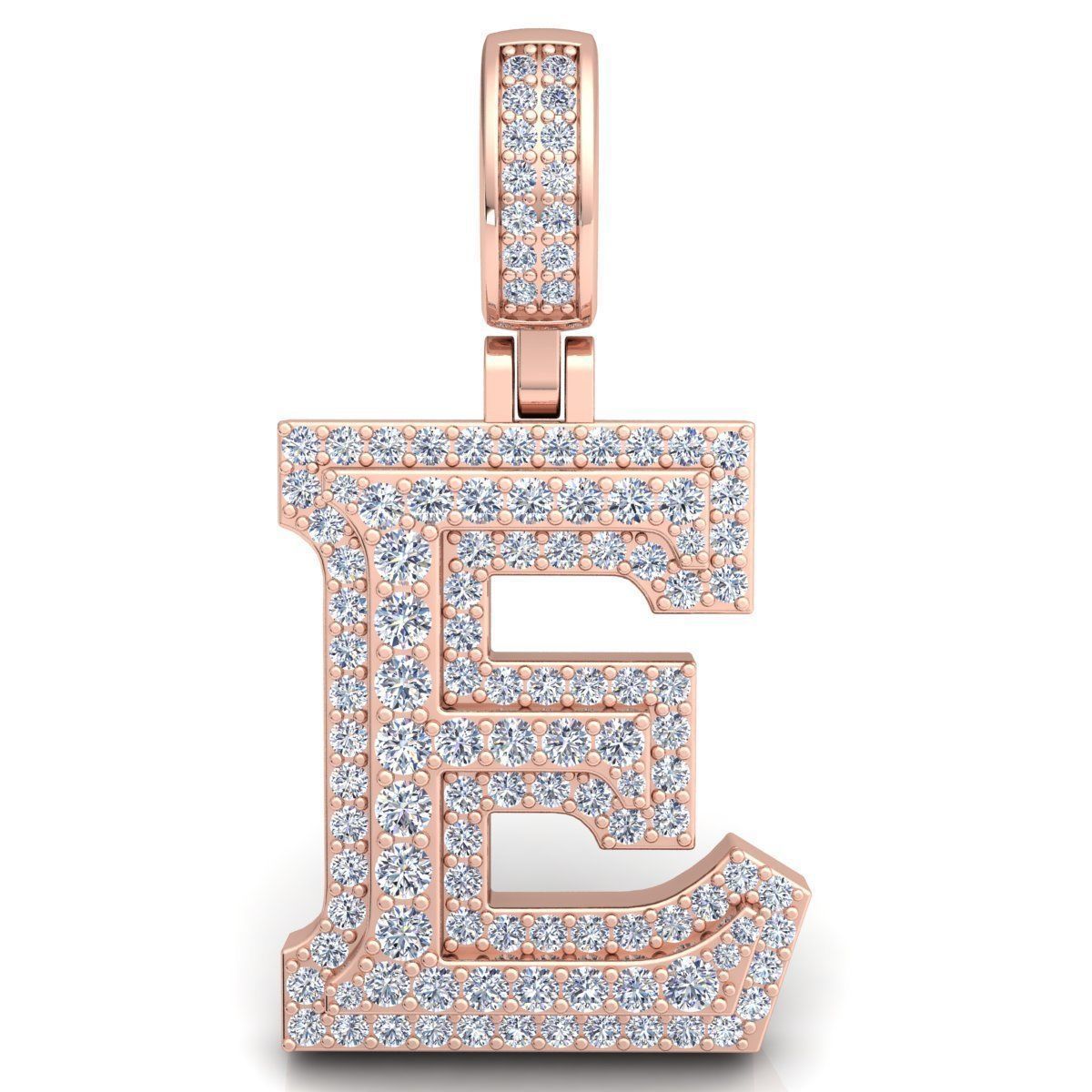 Alphabet Latter E Diamond Pendent 3d Model print 3D print model_3