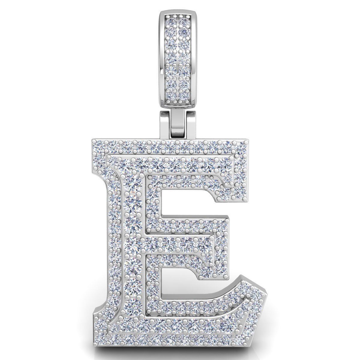 Alphabet Latter E Diamond Pendent 3d Model print 3D print model_4