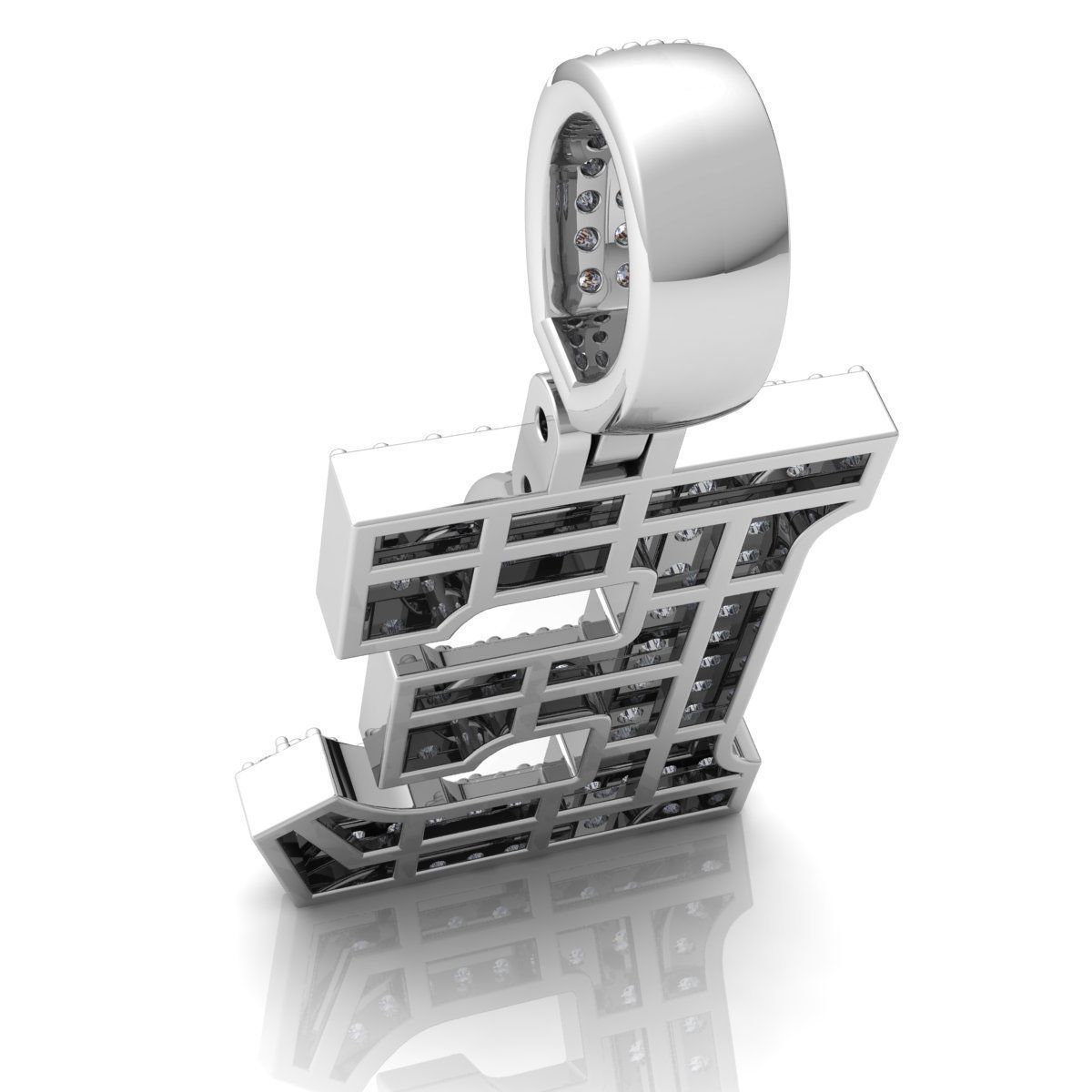 Alphabet Latter E Diamond Pendent 3d Model print 3D print model_8