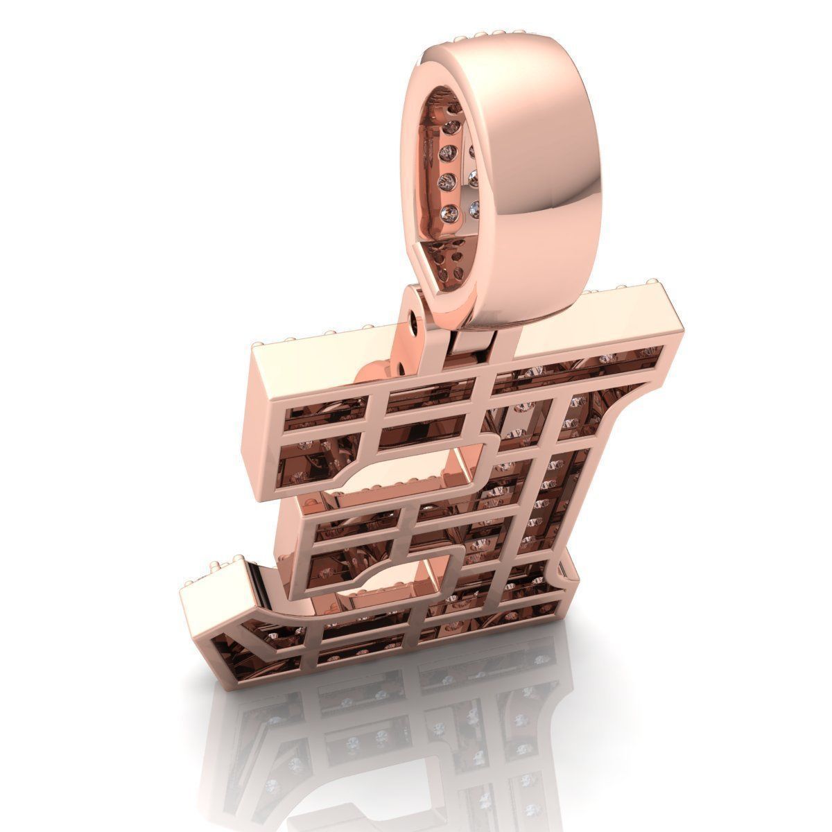 Alphabet Latter E Diamond Pendent 3d Model print 3D print model_7