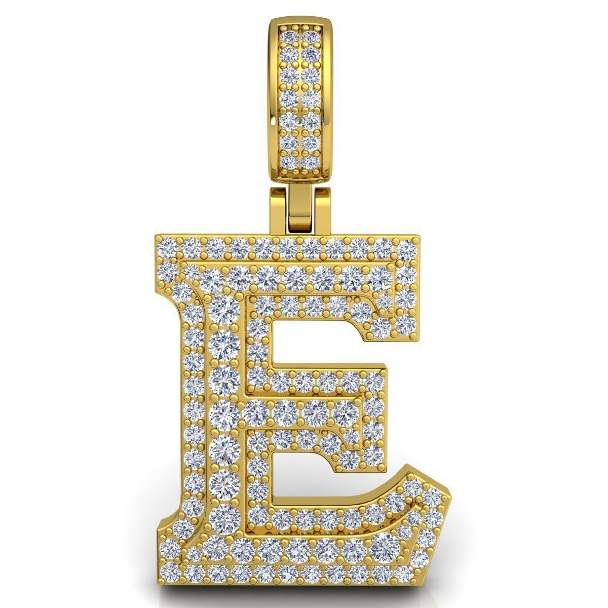 Alphabet Latter E Diamond Pendent 3d Model print 3D print model_1