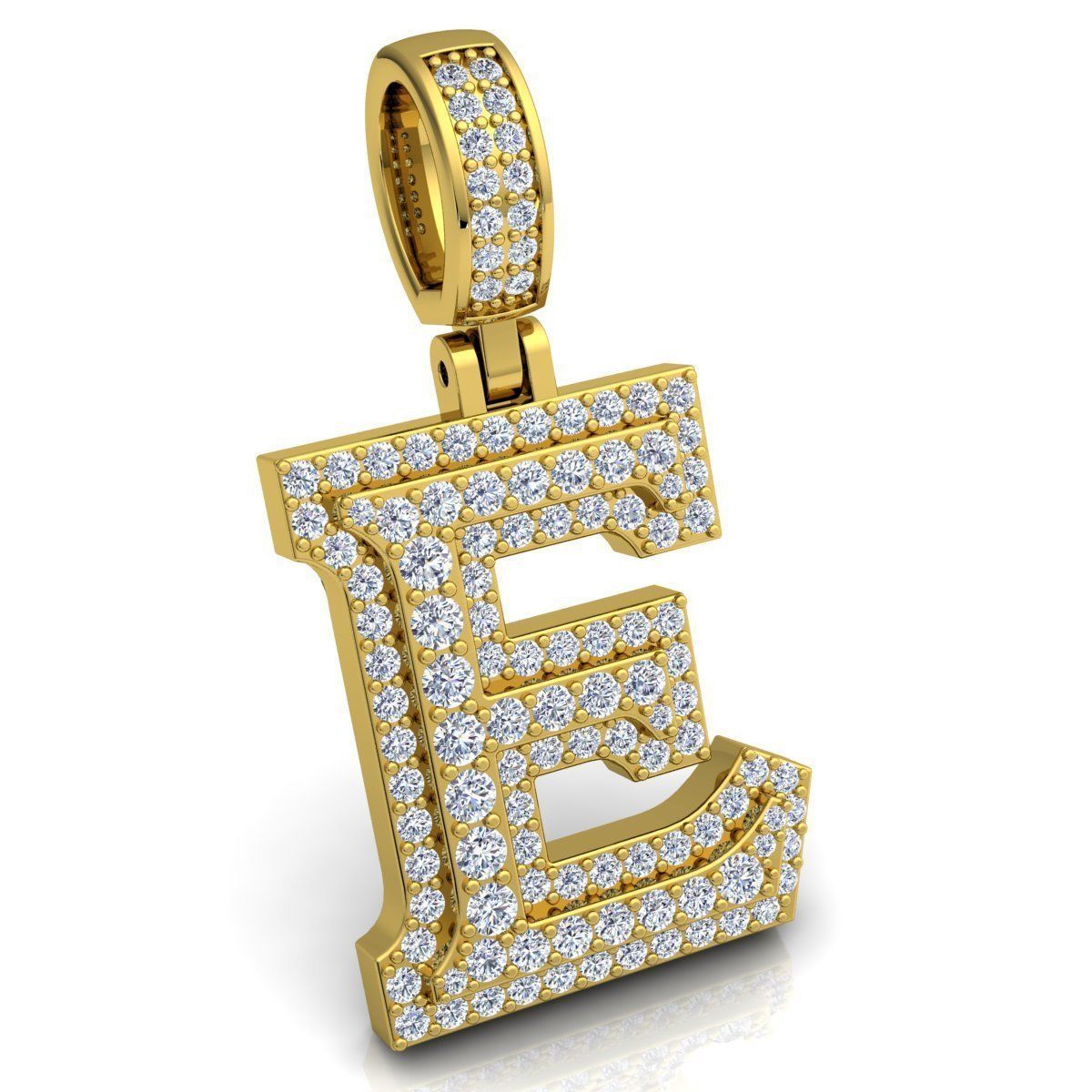 Alphabet Latter E Diamond Pendent 3d Model print 3D print model_5