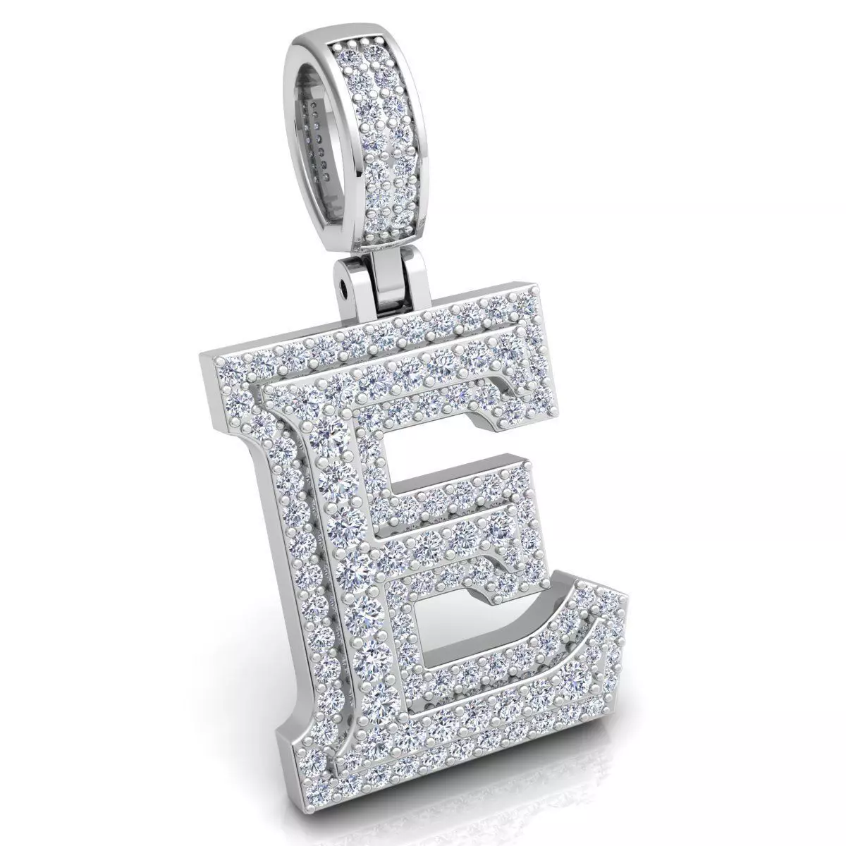 Alphabet Latter E Diamond Pendent 3d Model print 3D print model_0