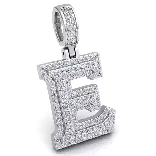 Alphabet Latter E Diamond Pendent 3d Model print 3D print model