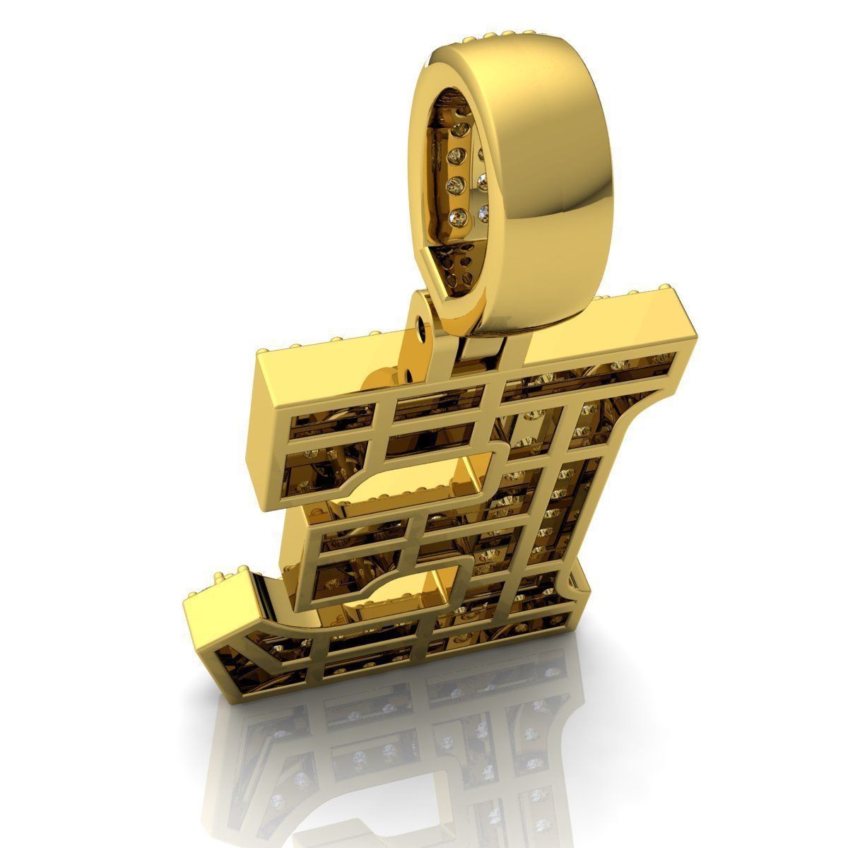 Alphabet Latter E Diamond Pendent 3d Model print 3D print model_6