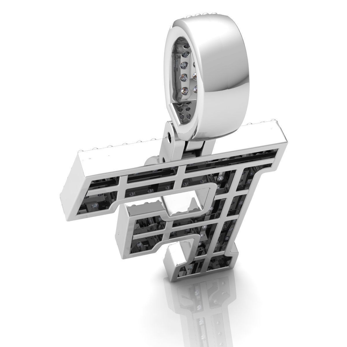 Alphabet Latter F Diamond Pendent 3d Model print  3D print model_9