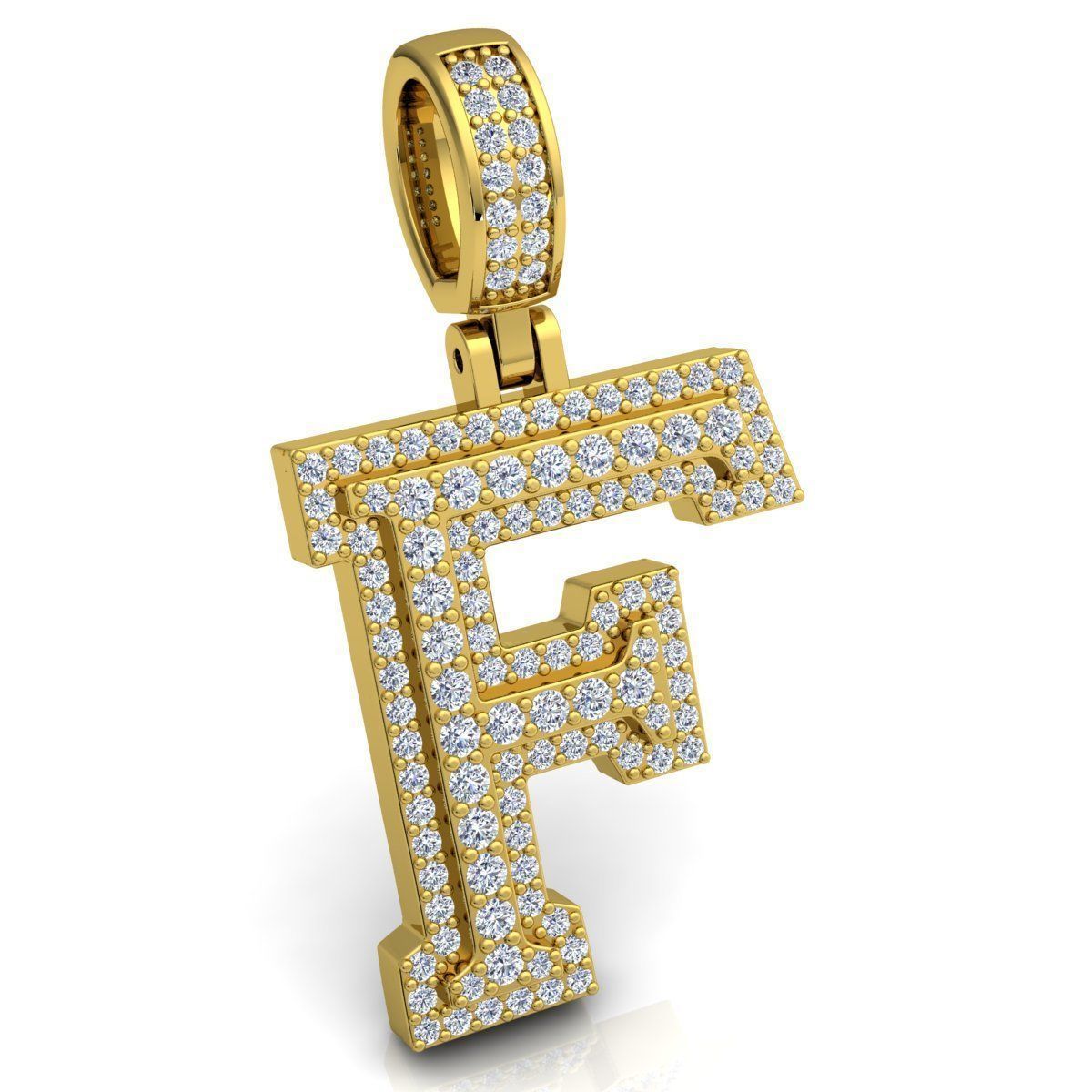 Alphabet Latter F Diamond Pendent 3d Model print  3D print model_3
