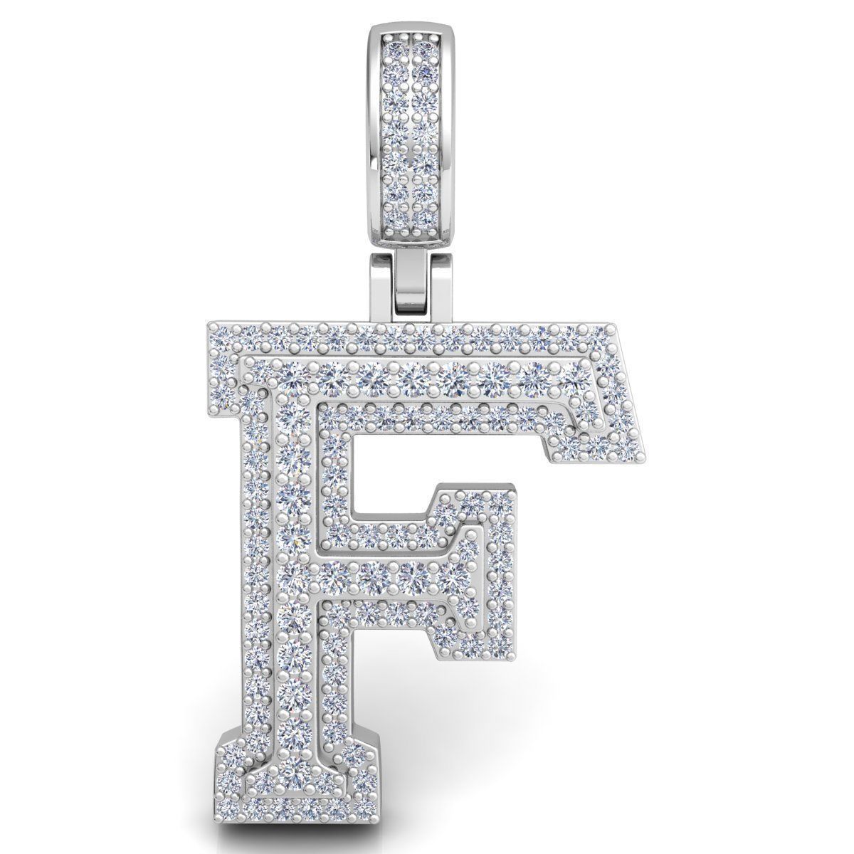 Alphabet Latter F Diamond Pendent 3d Model print  3D print model_6