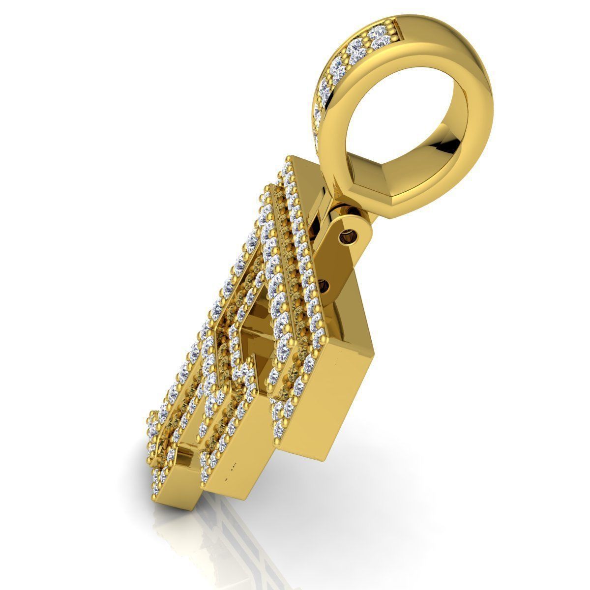 Alphabet Latter F Diamond Pendent 3d Model print  3D print model_10