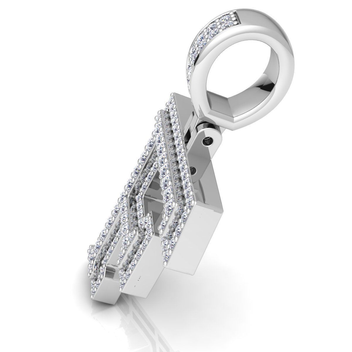 Alphabet Latter F Diamond Pendent 3d Model print  3D print model_12