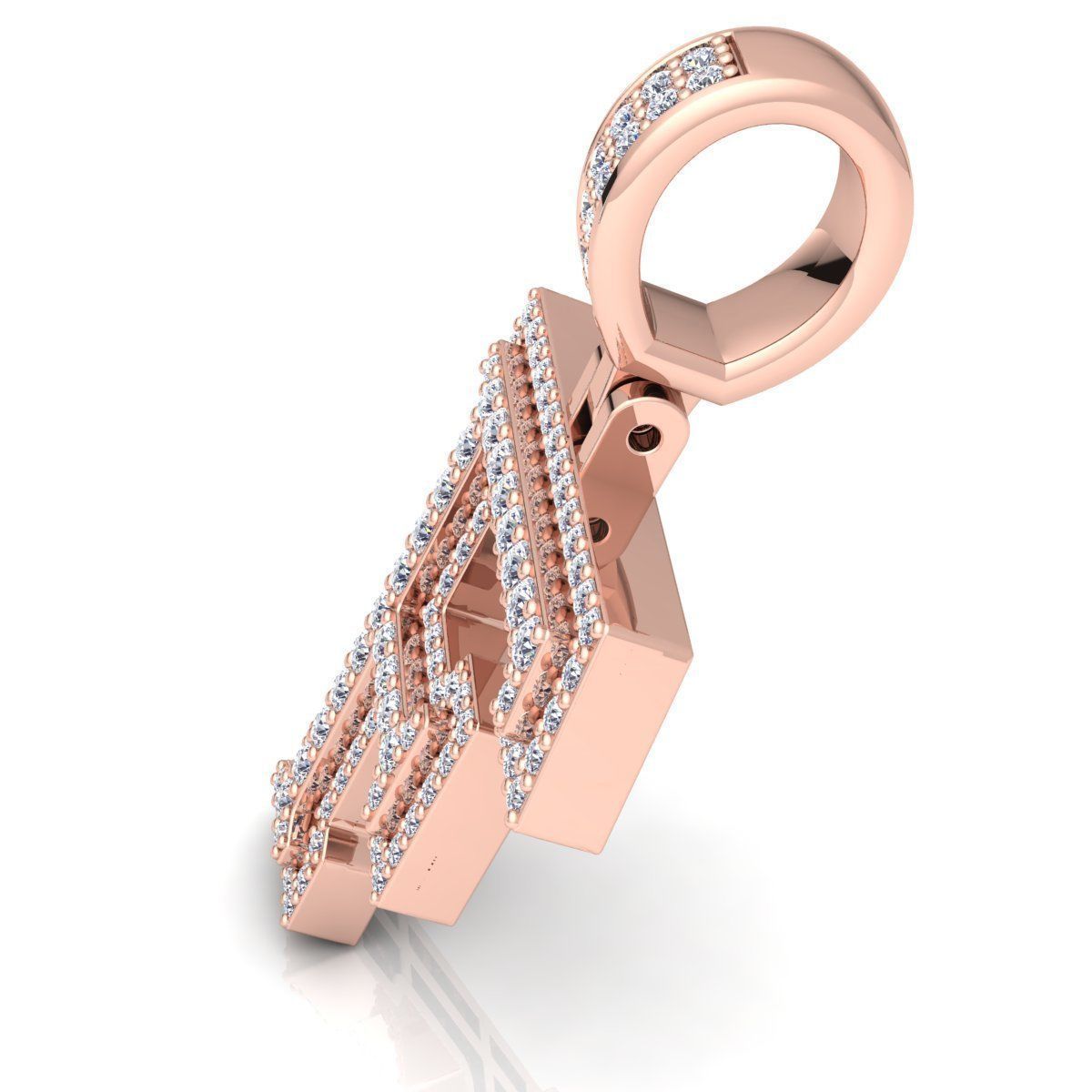 Alphabet Latter F Diamond Pendent 3d Model print  3D print model_11