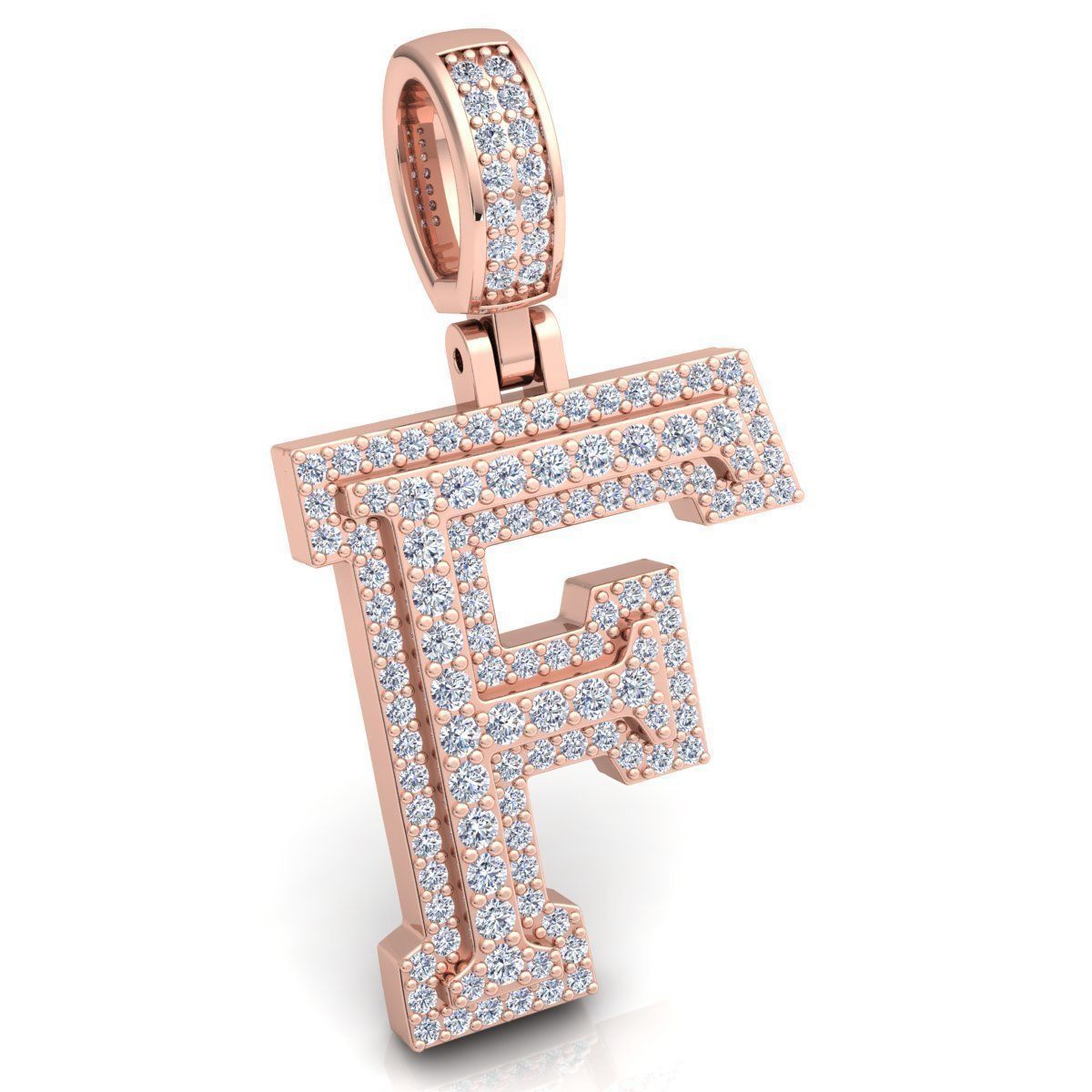 Alphabet Latter F Diamond Pendent 3d Model print  3D print model_1
