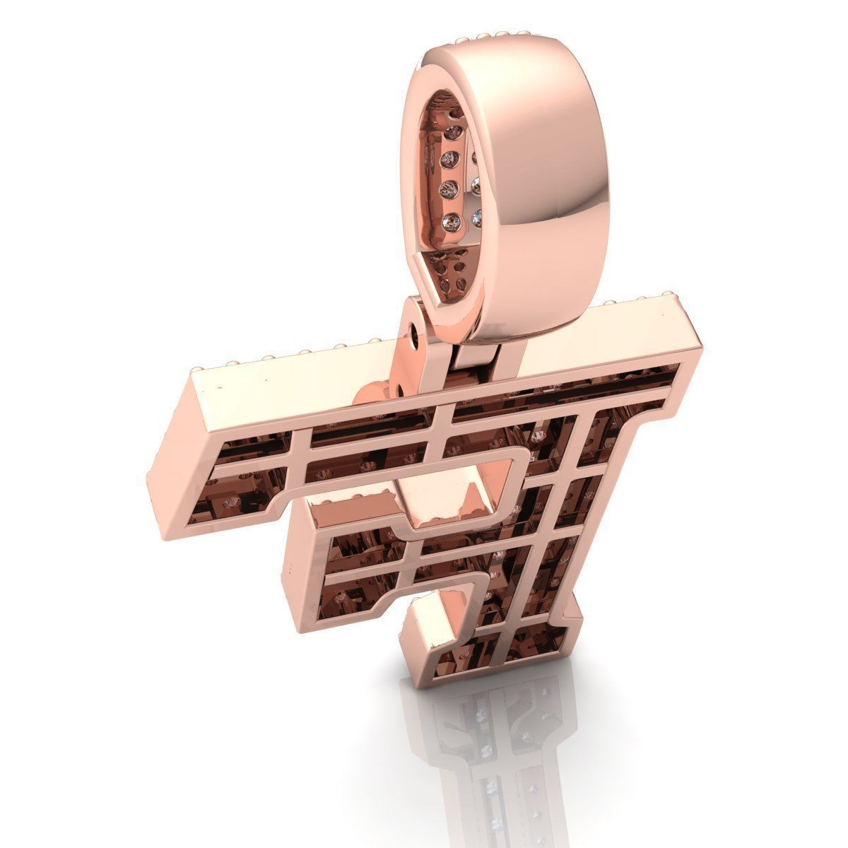 Alphabet Latter F Diamond Pendent 3d Model print  3D print model_8