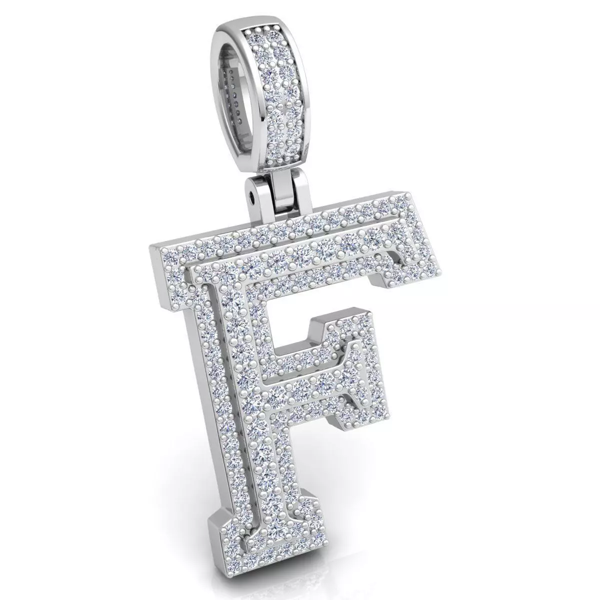 Alphabet Latter F Diamond Pendent 3d Model print  3D print model_0