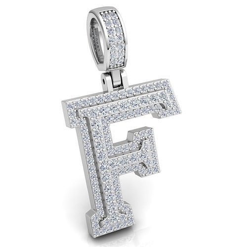 Alphabet Latter F Diamond Pendent 3d Model print  3D print model