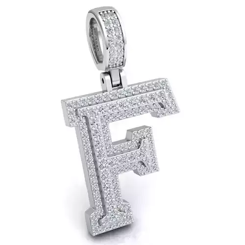 Alphabet Latter F Diamond Pendent 3d Model print  3D print model