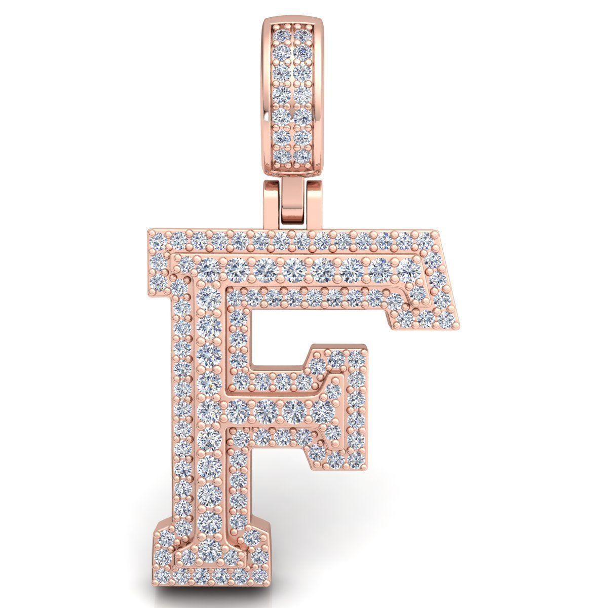 Alphabet Latter F Diamond Pendent 3d Model print  3D print model_5