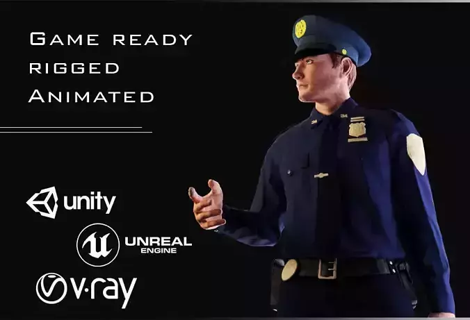 Policeman Character 02 Low-poly 3D model