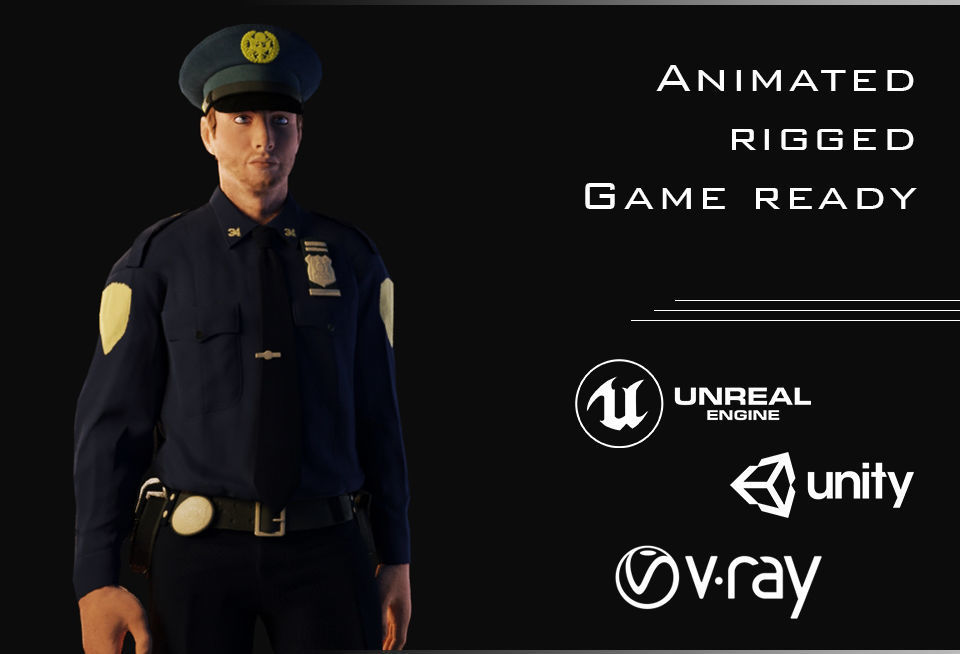 Policeman Character 02 Low-poly 3D model_4