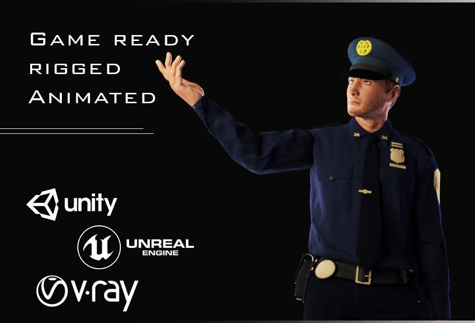 Policeman Character 02 Low-poly 3D model_3