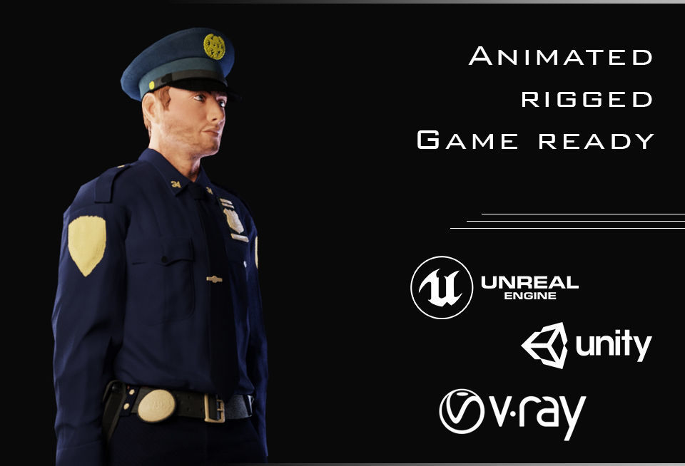 Policeman Character 02 Low-poly 3D model_2