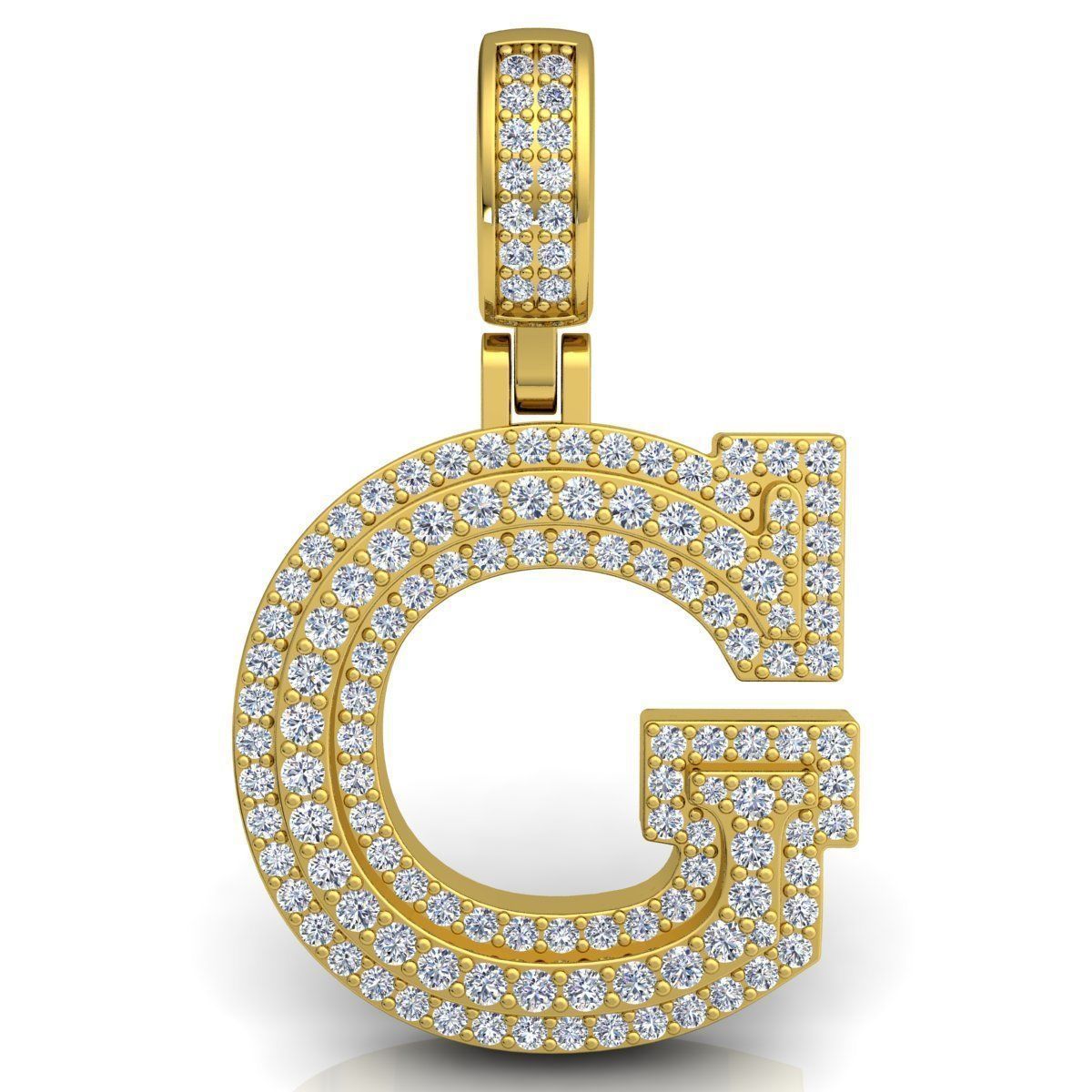 Alphabet Latter G Diamond Pendent 3d Model print 3D print model_4