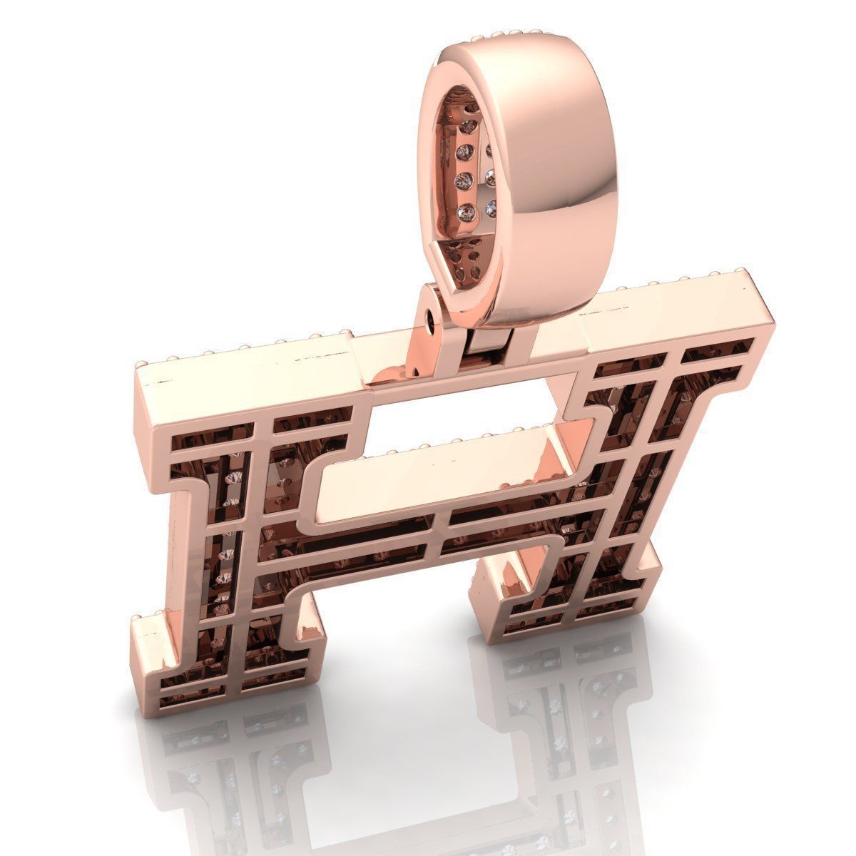 Alphabet Latter H Diamond Pendent 3d Model print 3D print model_7