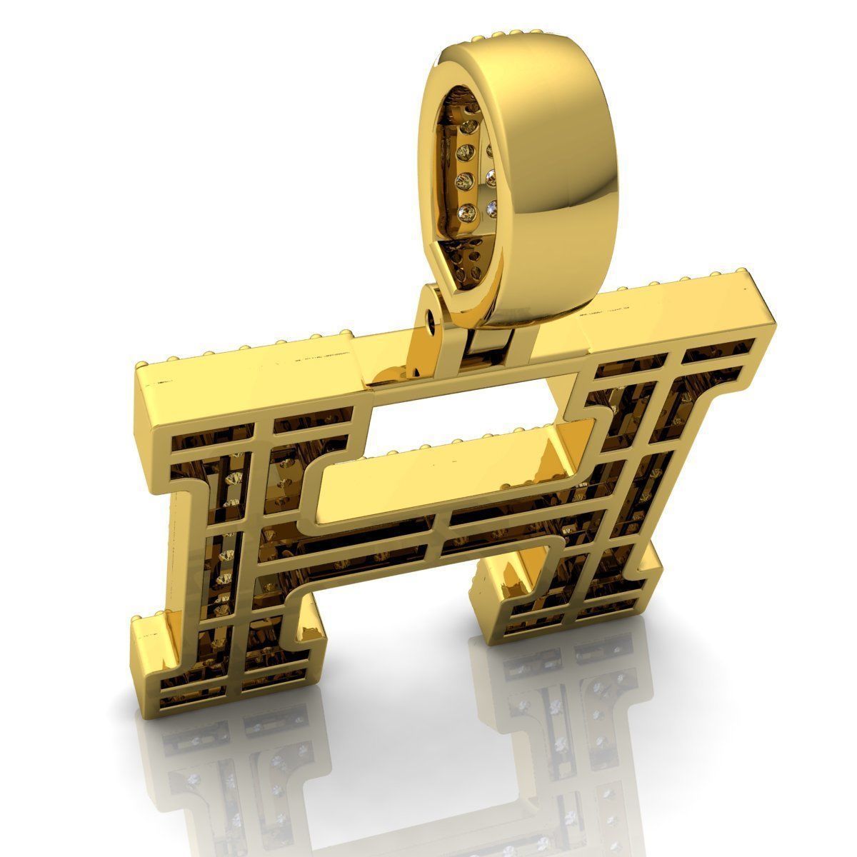Alphabet Latter H Diamond Pendent 3d Model print 3D print model_6