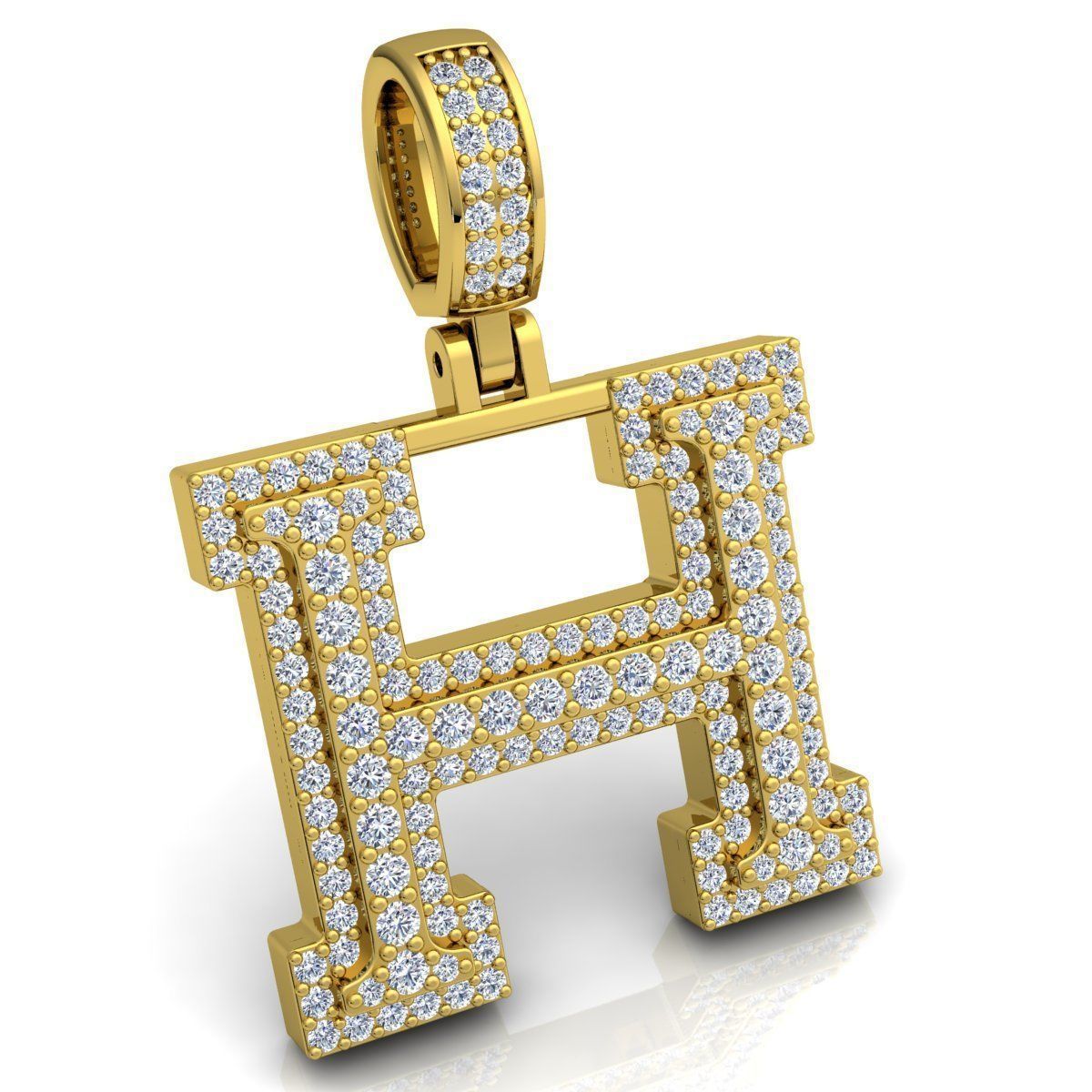 Alphabet Latter H Diamond Pendent 3d Model print 3D print model_2